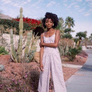 Gal Meets Glam Etta Lilac Floral Jumpsuit